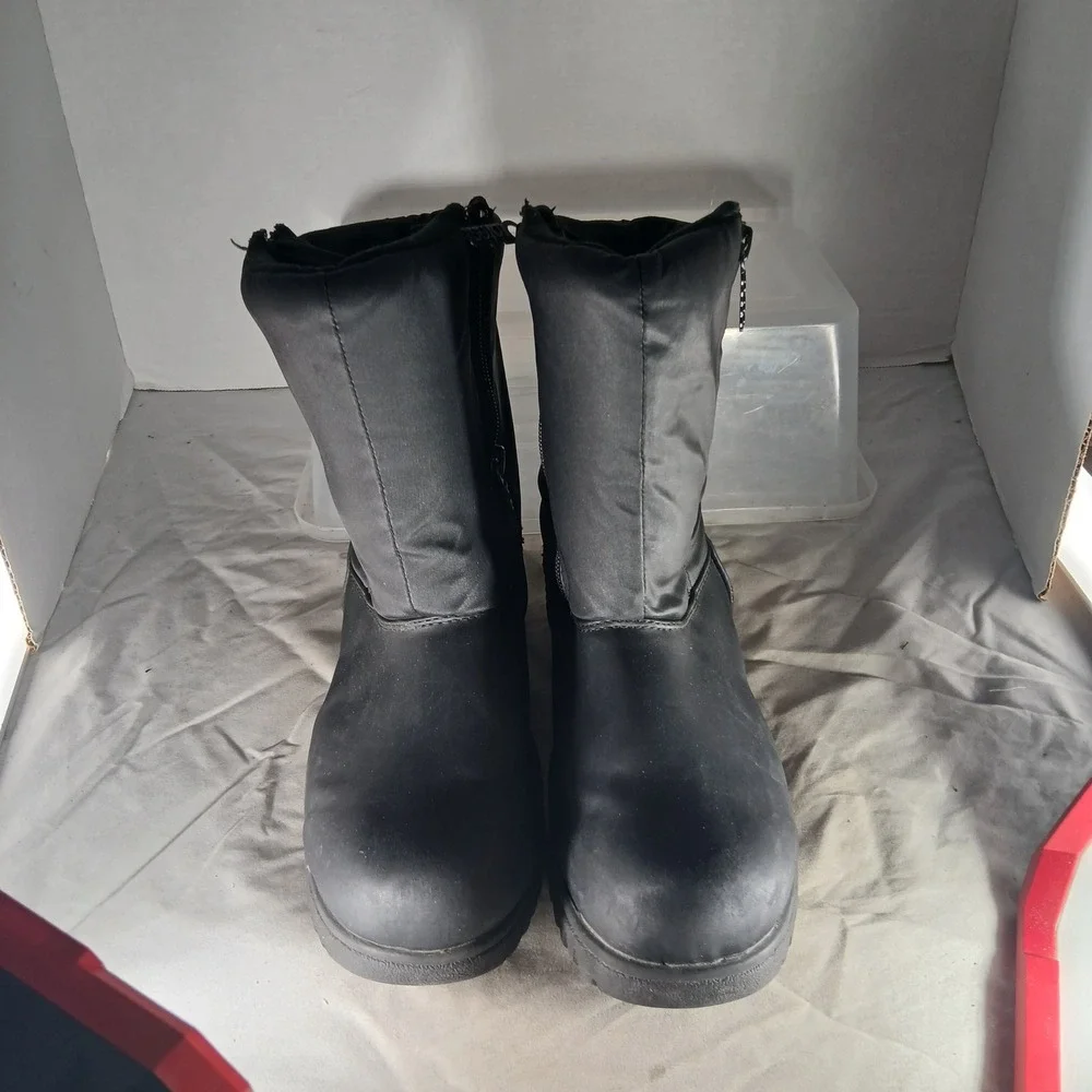 Totes Roberta Snow Boots 8.5 Black Mid Calf Side Zip‎ Winter Weatherproof